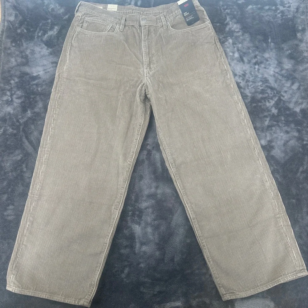 New‎ Levis 578 Baggy Corduroy Pants Mens 36x30 Grey Tan Wide Leg 100% Cotton NWT